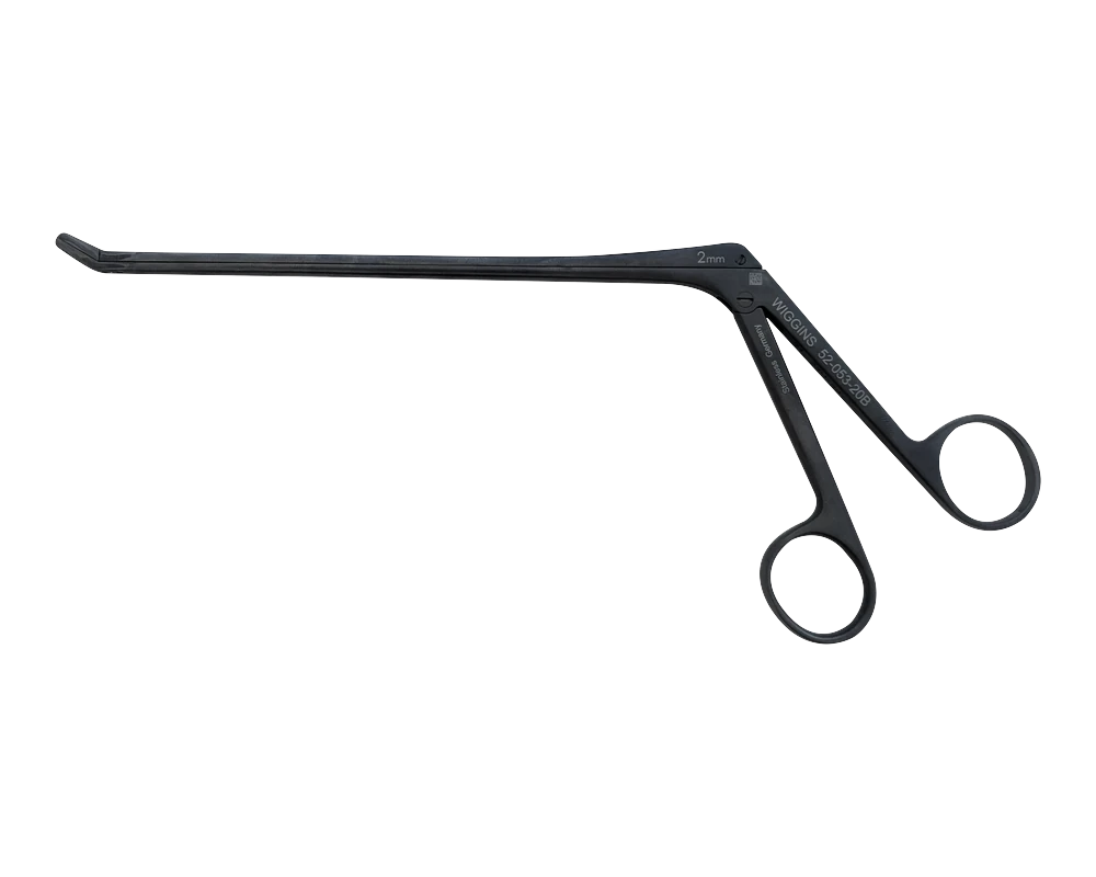 Wiggins Cushing pituitary rongeur, angled up, 2mm cup, black non-glare finish, part 52-053-20B