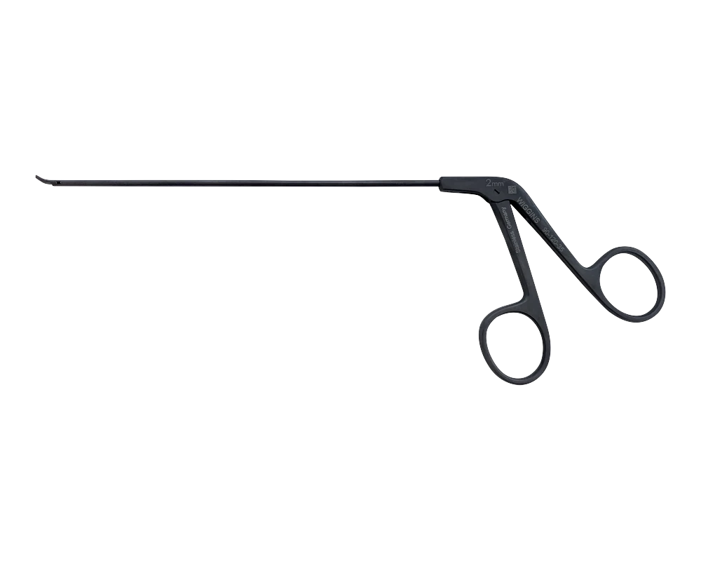 Wiggins MIS curved micro scissors with a 7mm blade and ring handles, black coated, part 90-120-35