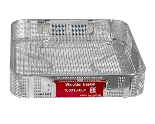 Wiggins UniClip permanent tray ID clipped to a sterilization basket
